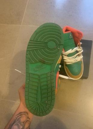 Кроссовки nike air jordan 1 mid se коричнево-зеленые2 фото