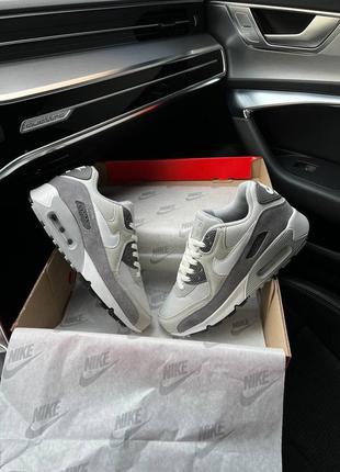 3 кольори🌈 чоловічі кросівки в стилі nike air max 90 surplus найк / демісезонні / літні, осінні / шкіра, замша, текстиль / білі, чорні, сірі