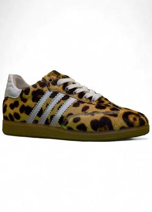 Кроссовки лео леопардовые под adidas samba x walles bonner leopard ворсистые кожа пони