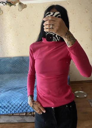 Водолазка в рубчик рожева малинова нова
