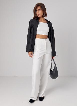 Женская рубашка на пуговицах с двойным воротником4 фото