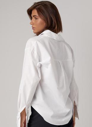 Женская рубашка на пуговицах с двойным воротником7 фото