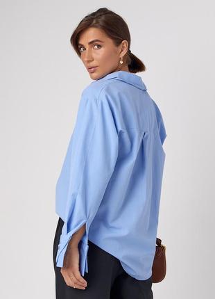 Женская рубашка на пуговицах с двойным воротником5 фото