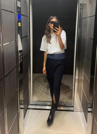 Комбинированная юбка с разрезом спереди zara m, l, xl