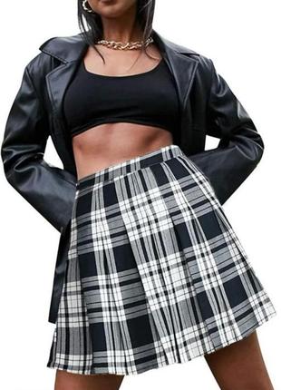 Спідниця юбка в клітинку в складку теніска xxs/xs(4)