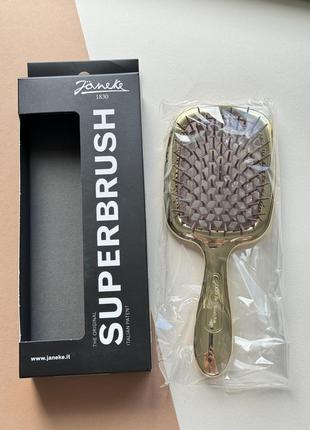 Щітка для волосся janeke superbrush lux золота з коричневим2 фото