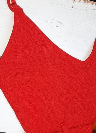 1+1=3 шикарный красный закрытый купальник с поясом по фигуре new look, размер 44 - 468 фото