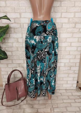 Нова простора довга спідниця/спідниця в підлогу в барвистий принт-орнамент, розмір 3-4хл2 фото