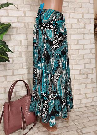Нова простора довга спідниця/спідниця в підлогу в барвистий принт-орнамент, розмір 3-4хл3 фото