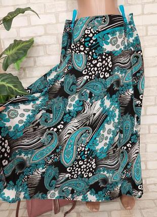 Нова простора довга спідниця/спідниця в підлогу в барвистий принт-орнамент, розмір 3-4хл5 фото