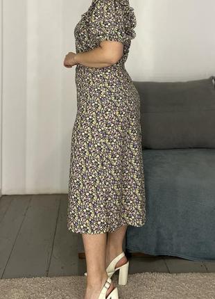 Нежное шифоновое миди платье в цветочный принт No5704 фото