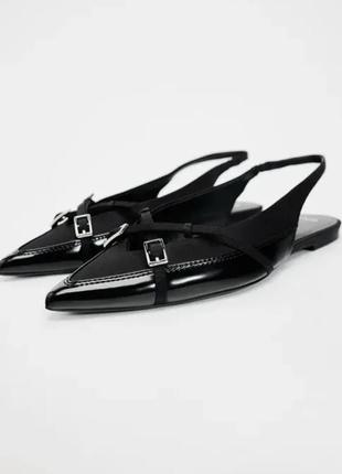 Слінгбеки zara , чорні балетки, чорні слінгбеки жіночі