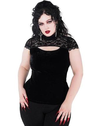 Оксамитова футболка-блуза killstar.

killstar tripp aderlass devil fashion poizen spiral hell bunny phaze vixxsin banned new rock готика