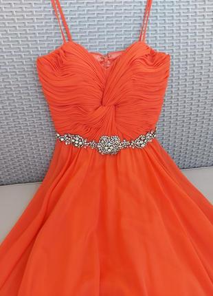 Вечернее платье jovani 42р. морковное