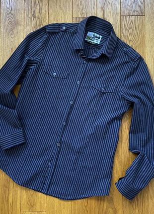 Vintage y2k авангард striped shirt рубашка в полоску с длинным рукавом серый размер s
