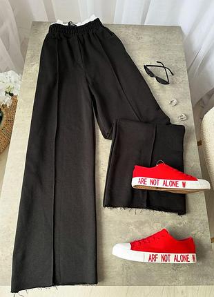 Трикотажні широкі штани з подвійним поясом