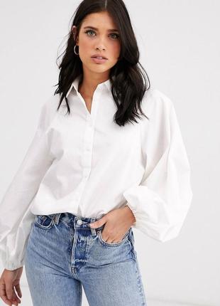 Белая рубашка оверсайз asos с объемными рукавами, р.l-xl