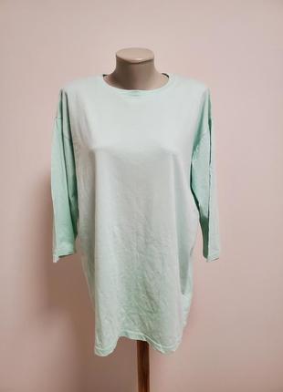 Гарна брендова трикотажна котонова блузка футболка м'ятного кольору