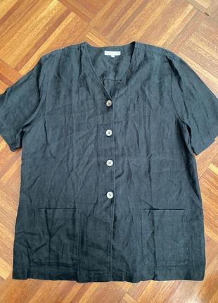 Великий розмір нова вінтажна льняна чорна сорочка піджак paola facchetti 48 ( 52-54) італія 🇮🇹