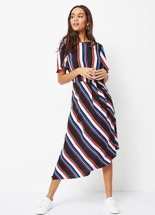 Платье в полоску с ассиметричным подолом 14 р от george