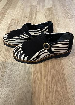 Лоферы туфли 38 натурный мех, натуральная кожа ricardo banfi