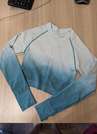 Кроп топ спортивный градиент голубой с-м