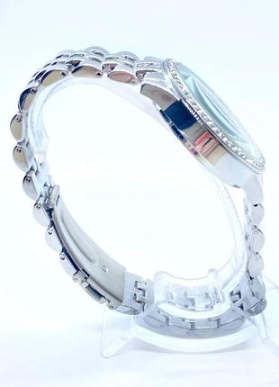 Часы женские наручные rolex (ролекс), серебряные с черным циферблатом ( код: ibw898sb )3 фото