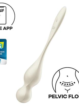 Вагінальні кульки з вібрацією satisfyer love birds 1 connect app white