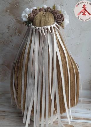 Лялька - мотанка у бежево - коричневих кольрах5 фото