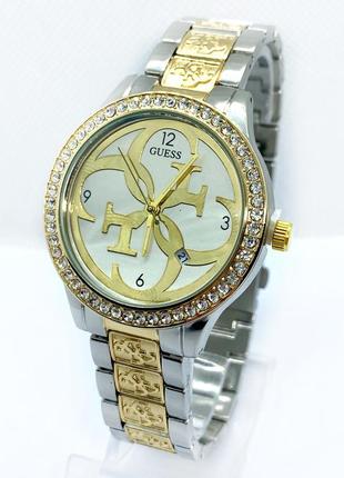 Годинник жіночий наручний guess (гесс), комбінований з білим циферблатом ( код: ibw895sy )1 фото