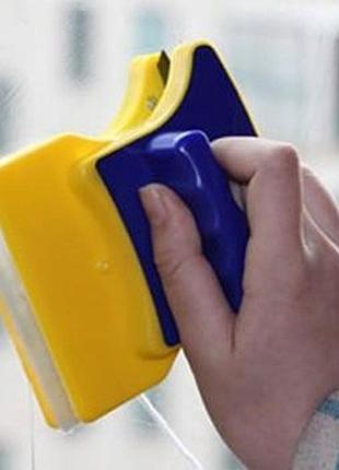 Магнітна щітка для миття вікон із двох сторін glass wiper window wizard, щітка для вікон