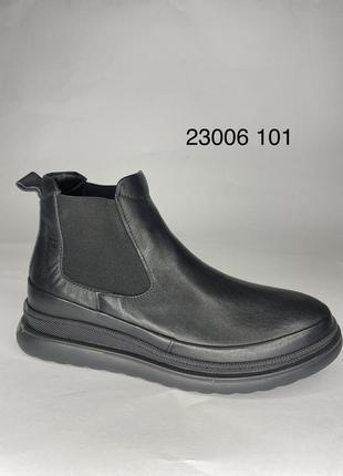 Жіночі черевики 18816 чорні гумка шкіра2 фото