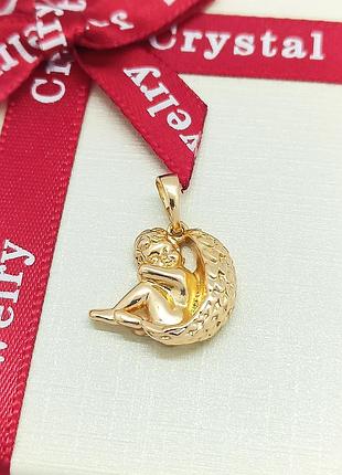 Подвеска медсплав кулон ангел и шнурок каучук 60см, каучуковый, закутня3 фото