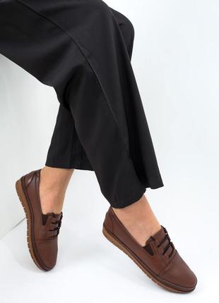 Жіночі туфлі 10814 коричневі шкіра3 фото