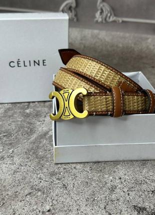 Ремень женский celine комбинированный коричневый с бежевым