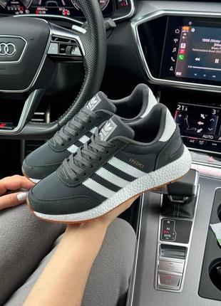 5 кольорів🌈 жіночі кросівки в стилі adidas iniki адідас / демісезонні / літні, осінні / замша, текстиль / білі, чорні, сірі