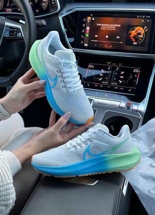 4 кольори🌈 жіночі кросівки в стилі nike air zoom найк / демісезонні / літні, осінні / текстиль, сітка / білі, сині, блакитні, рожеві