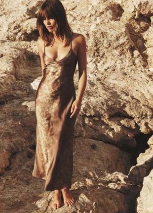 Нова атласна сукня zara в білизняному стилі на бретельках