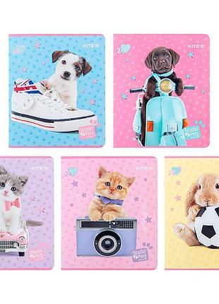 Набір шкільних зошитів 24 аркуши, клітинка, kite studio pets (20 штук)  sp24-238