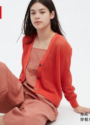 Хлопковый сетчатый кардиган uniqlo3 фото