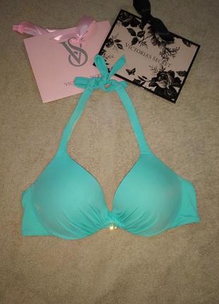 Victoria's secret оригінал very sexy mix & match twist push-up halter верх купальника супер пуш ап бірюзовий 36в