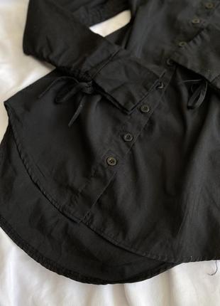 Черное платье-рубашка shein petite на невысокий рост, платье с акцентом на талии и стяжками на рукавах4 фото