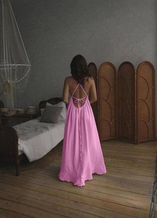 Летнее платье женское с открытой спинкой муслин1 фото