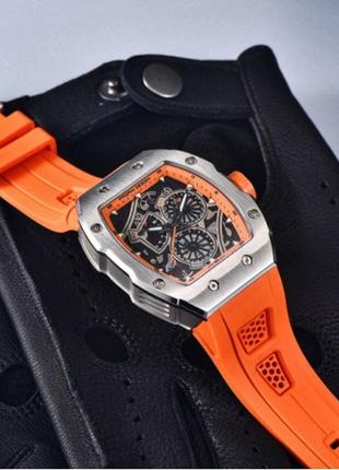 Часы кварцевые pagani design pd-ys012 silver-orange, мужские, кварцевый механизм, водонепроницаемые, d c