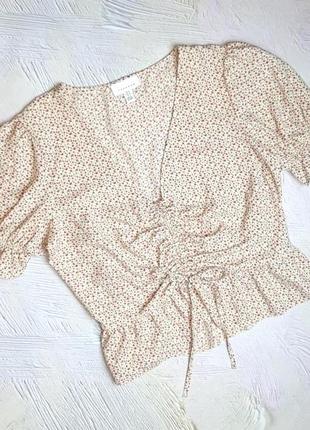 Чудова нюдова бежева блуза в квітковий принт topshop, розмір 50 - 52