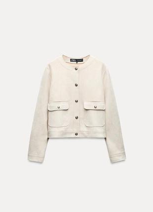 Zara укороченная куртка из искусственной замши