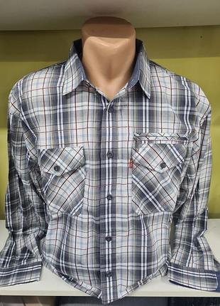 Рубашка мужская в клетку с карманами, мужская хлопковая рубашка, рубашка с карманами, мужская рубашка, рубашка