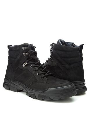 Чоловічі черевики 16864 чорні нубук шкіра1 фото