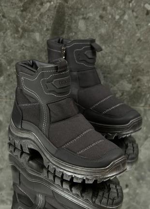 Чоловічі черевики 20371 чорні текстиль штучна шкіра5 фото