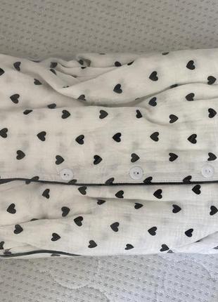 Муслиновая пижама с сердечками, комплект для сна штаны и рубашка муслин4 фото